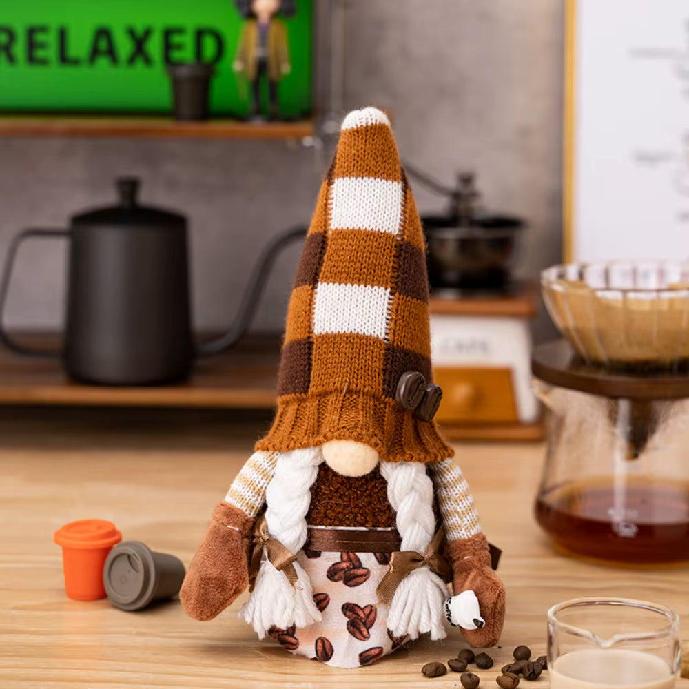 1/2 Pcs Coffee Gnome Coffee Bar Decoration, Handmade Swedish Gift Farmhouse Plush with Coffee Bag Christmas Kitchen Decoration