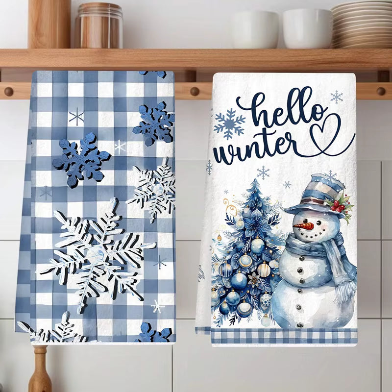 2Pcs Christmas Kitchen Towels Merry Christmas Party Decoration 2025 Xmas Snowman Dish Towel Navidad Natal New Year Gift 2026
