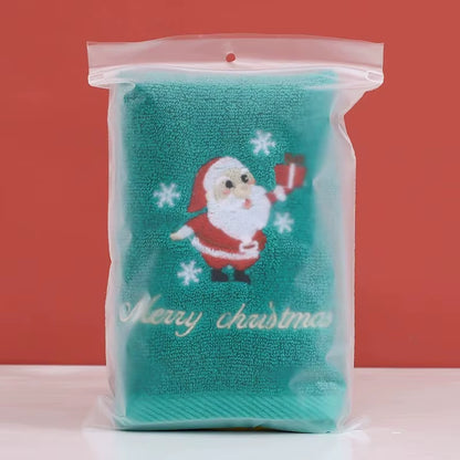 Large Christmas Hand Towels for Bathroom, Cotton Christmas Kitchen Towels, Decorative Embroidery Holiday Towels for Kids
