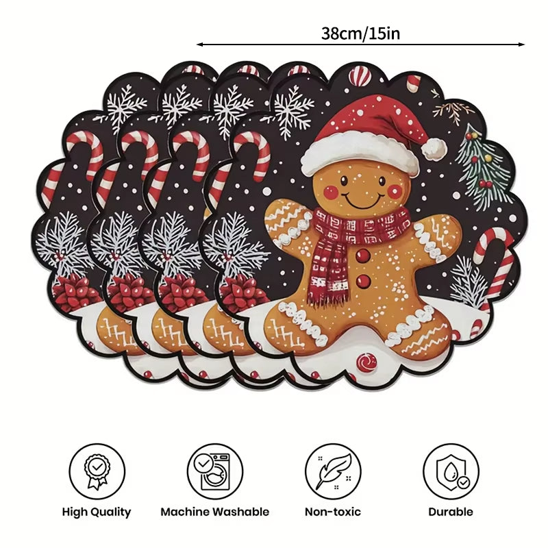 Christmas Table Runner Christmas Decorations Cute Cartoon Santa Claus Gingerbread Man Table Cover Xmas Table Accessories Navidad