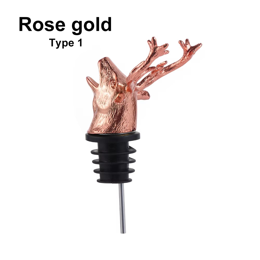 Deer Elk Lion Bull Head Wine Pourer Bottle Stoppers Bar Tools Wedding Party Drinks Wine Aerators Kitchen Tool Accessories