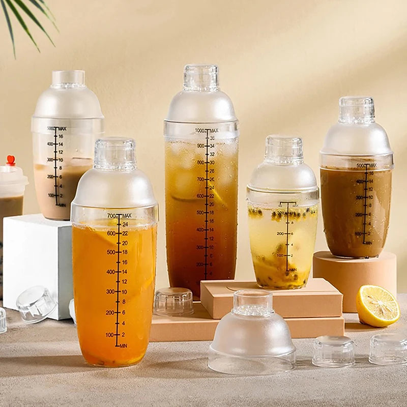 Plastic Cocktail Shaker Hand Shaker Cup with Scales 350Ml/530Ml/700Ml/1000Ml Milk Tea Wine Drink Shaker Mixer Bar Tool