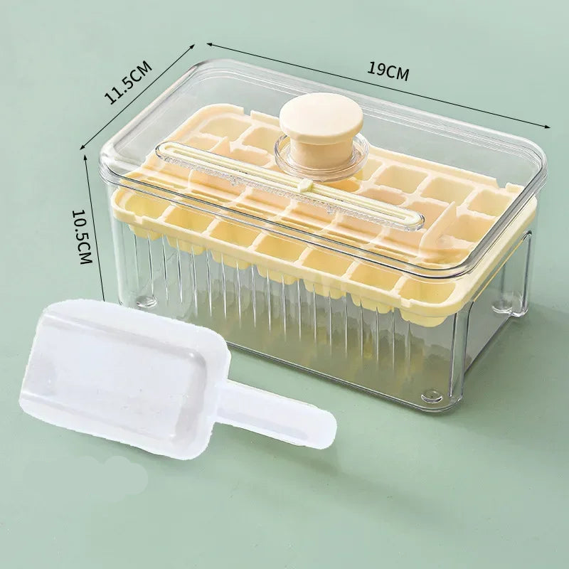 One Press Ice Cube Maker Tray with Lid and Silicone Mold for Freezing Drinks Easily at Home or Bar