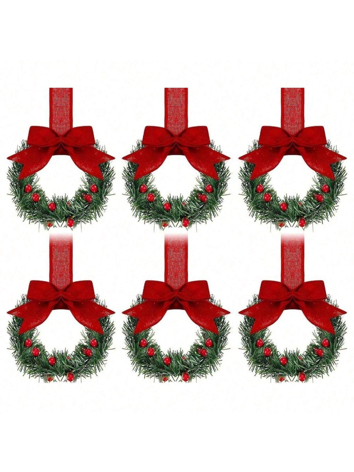 Small Christmas Wreaths,Christmas Kitchen Cabinet Wreaths Wirh Red Berries, Mini Christmas Wreaths for Centerpiece Front Door Decor,Christmas Decorations,Living Room Decorations,Office Decorations