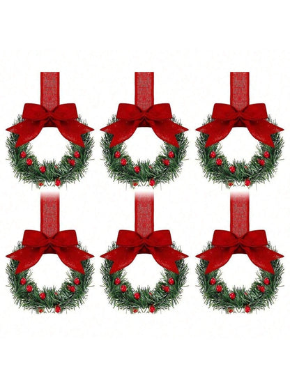 Small Christmas Wreaths,Christmas Kitchen Cabinet Wreaths Wirh Red Berries, Mini Christmas Wreaths for Centerpiece Front Door Decor,Christmas Decorations,Living Room Decorations,Office Decorations