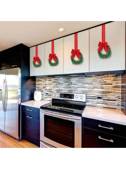 Small Christmas Wreaths,Christmas Kitchen Cabinet Wreaths Wirh Red Berries, Mini Christmas Wreaths for Centerpiece Front Door Decor,Christmas Decorations,Living Room Decorations,Office Decorations