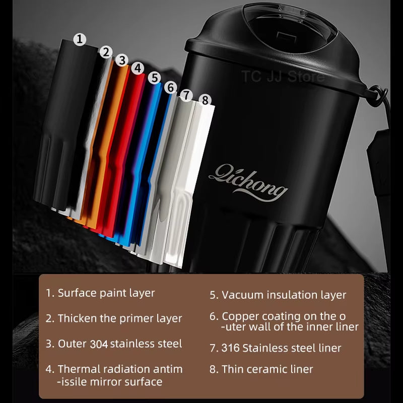 410ML Ceramic Liner Thermos Coffee Cup Travel Coffee Mug Vacuum Insulated Thermos for Coffee Thermal Cup Tumbler Christmas Gift