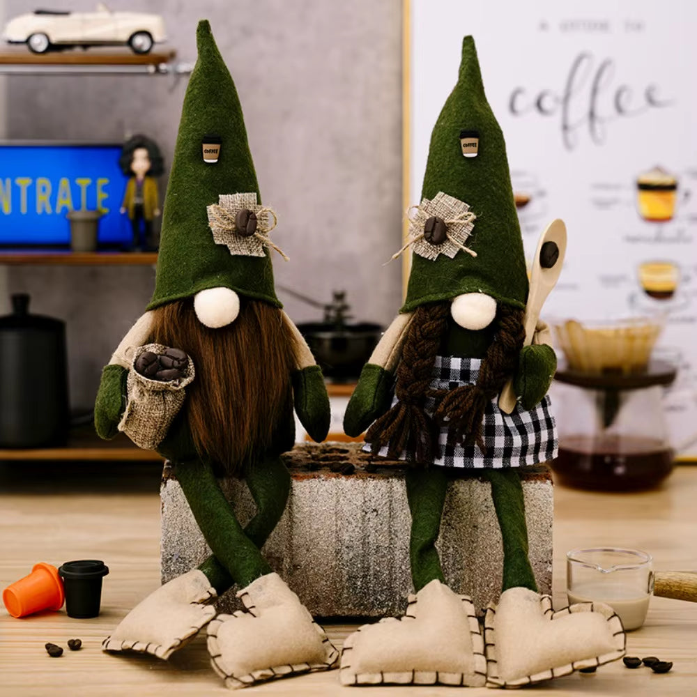 1/2 Pcs Coffee Gnome Coffee Bar Decoration, Handmade Swedish Gift Farmhouse Plush with Coffee Bag Christmas Kitchen Decoration