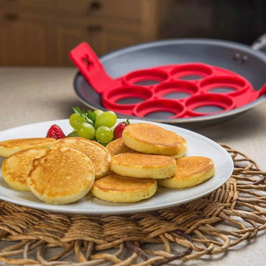 Flip N Cook Silicone Pancake Mold 2 Pack Flip and Cook Mini Pancake Makers for Griddle Reusable Egg Mold for Kids Baking Tools
