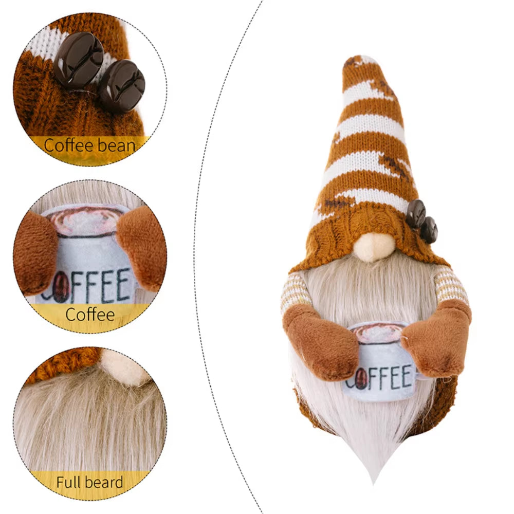 1/2 Pcs Coffee Gnome Coffee Bar Decoration, Handmade Swedish Gift Farmhouse Plush with Coffee Bag Christmas Kitchen Decoration