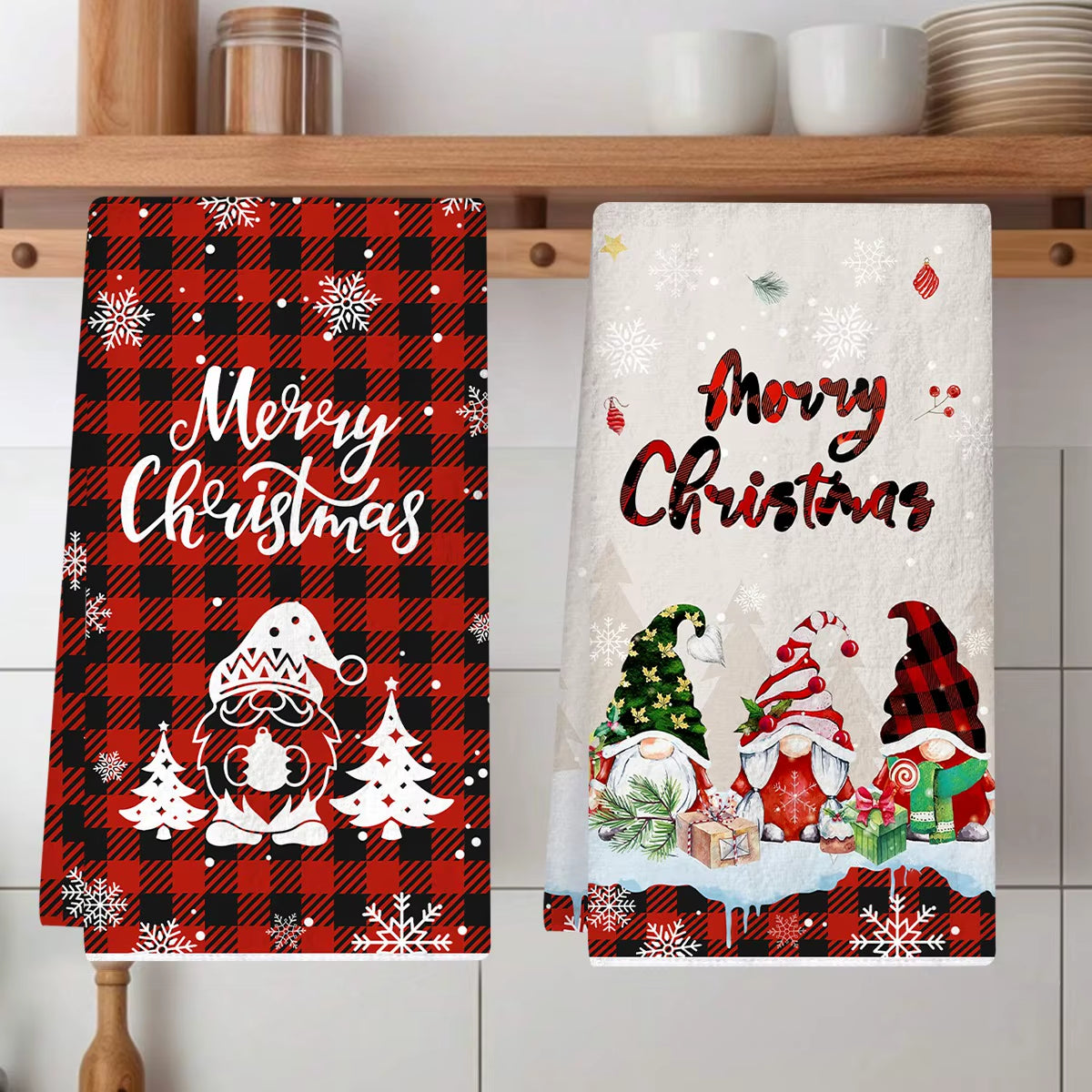 2Pcs Christmas Kitchen Towels Merry Christmas Party Decoration 2025 Xmas Gnome Home Kitchen Dish Cloth Navidad New Year Gifts
