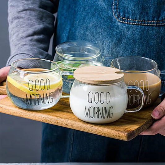 Letter Transparent Glass Cup Creative Coffee Tea Drinks Dessert Breakfast Milk Cup Glass Mugs Handle Drinkware Couple Gifts