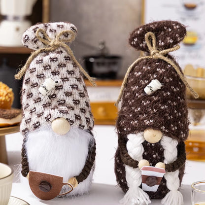 1/2 Pcs Coffee Gnome Coffee Bar Decoration, Handmade Swedish Gift Farmhouse Plush with Coffee Bag Christmas Kitchen Decoration