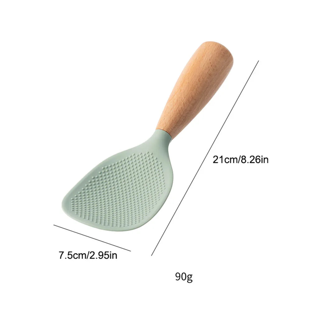 1Pcs Silicone Spoon Non-Stick Cooking Spoon Anti-Scalding Pot Rice High-Temperature-Resistant Spoon Durable Kitchen Gadgets