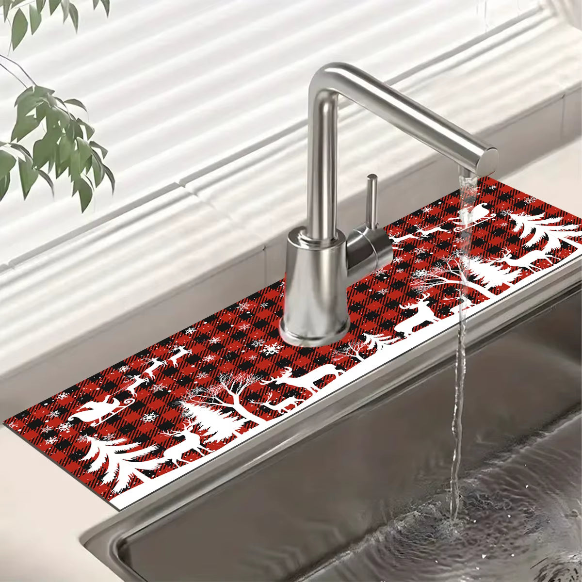 Christmas Kitchen Absorbent Mat Bathroom Sink Faucet Mats Non Slip Bath Mat Christmas Pattern Tablemat Christmas Room Decor 2024