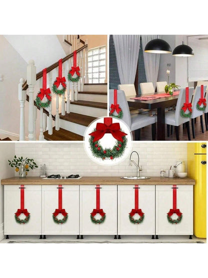 Small Christmas Wreaths,Christmas Kitchen Cabinet Wreaths Wirh Red Berries, Mini Christmas Wreaths for Centerpiece Front Door Decor,Christmas Decorations,Living Room Decorations,Office Decorations