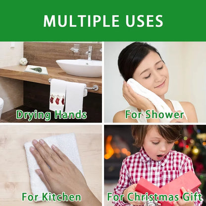 3PCS Christmas Hand Towels Washcloth Pure Cotton Bathroom Christmas Kitchen Towels Basin Towels