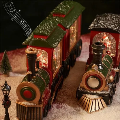 2025 Christmas Gift Train Crystal Ball Ornament Christmas Gift Christmas Eve Decoration Lighting Train Box Crystalball Ornaments