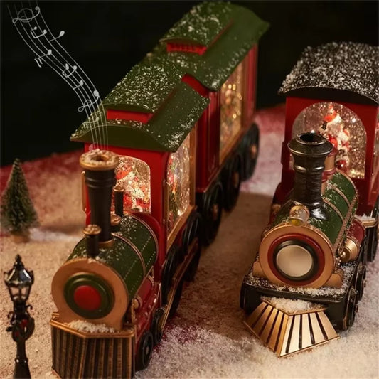 2025 Christmas Gift Train Crystal Ball Ornament Christmas Gift Christmas Eve Decoration Lighting Train Box Crystalball Ornaments