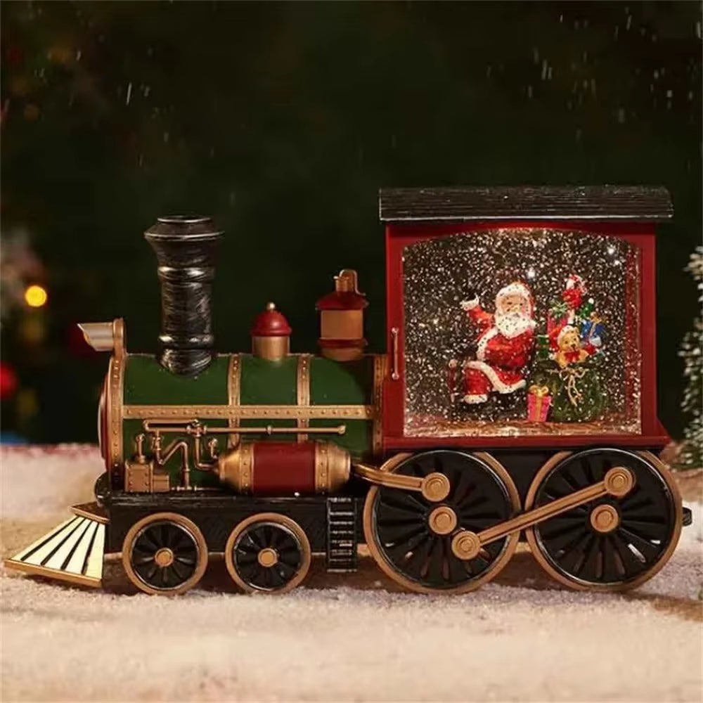 2025 Christmas Gift Train Crystal Ball Ornament Christmas Gift Christmas Eve Decoration Lighting Train Box Crystalball Ornaments