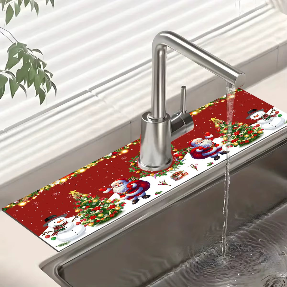 Christmas Kitchen Absorbent Mat Bathroom Sink Faucet Mats Non Slip Bath Mat Christmas Pattern Tablemat Christmas Room Decor 2024
