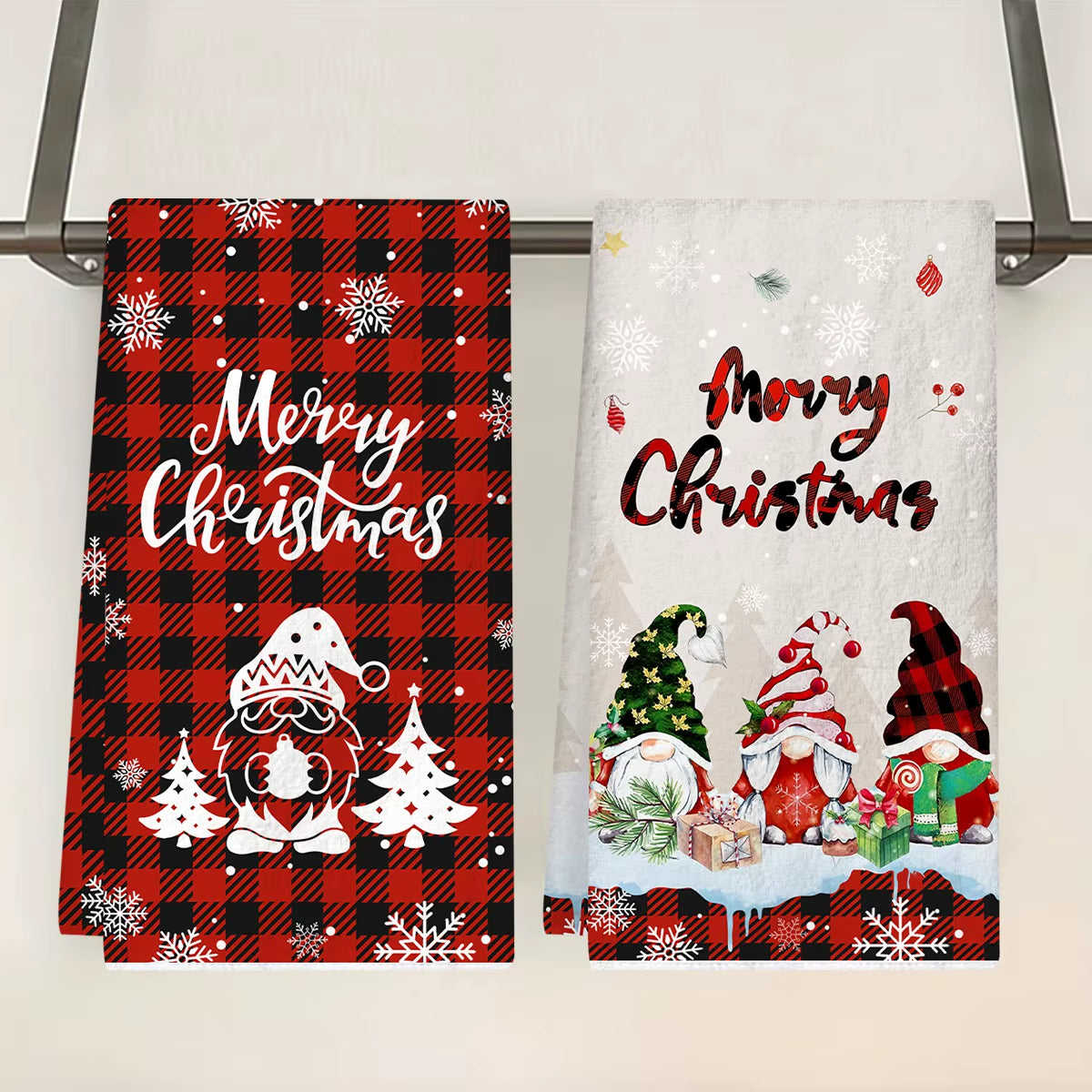 2Pcs Christmas Kitchen Towels Merry Christmas Party Decoration 2025 Xmas Gnome Home Kitchen Dish Cloth Navidad New Year Gifts