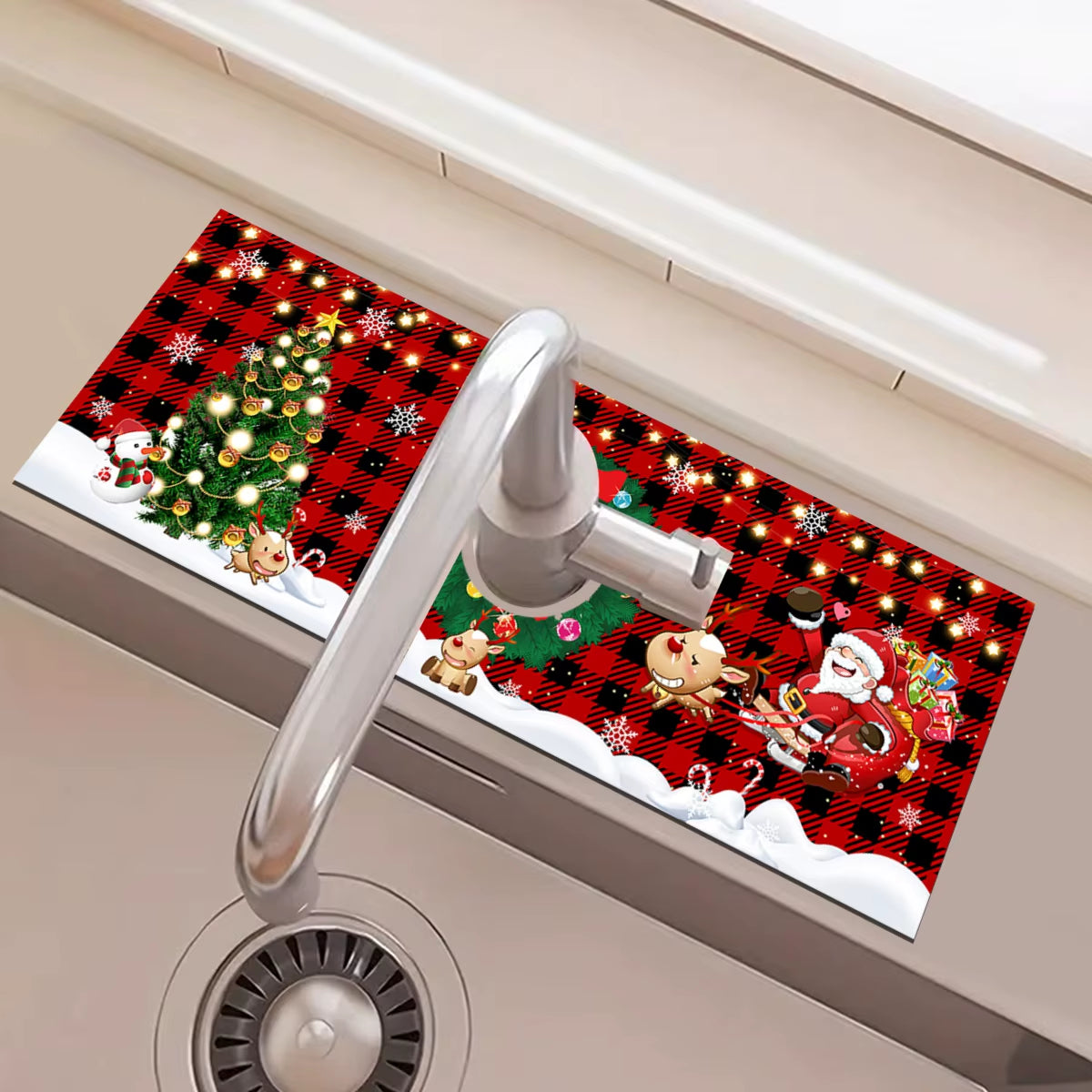 Christmas Kitchen Absorbent Mat Bathroom Sink Faucet Mats Non Slip Bath Mat Christmas Pattern Tablemat Christmas Room Decor 2024