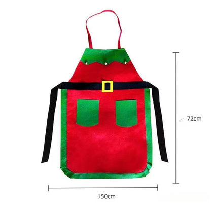 3Pcs/Set Christmas Kitchen Apron with Hat Fabric Holiday Cooking Aprons for Women Men Christmas Decorations Home Family Party