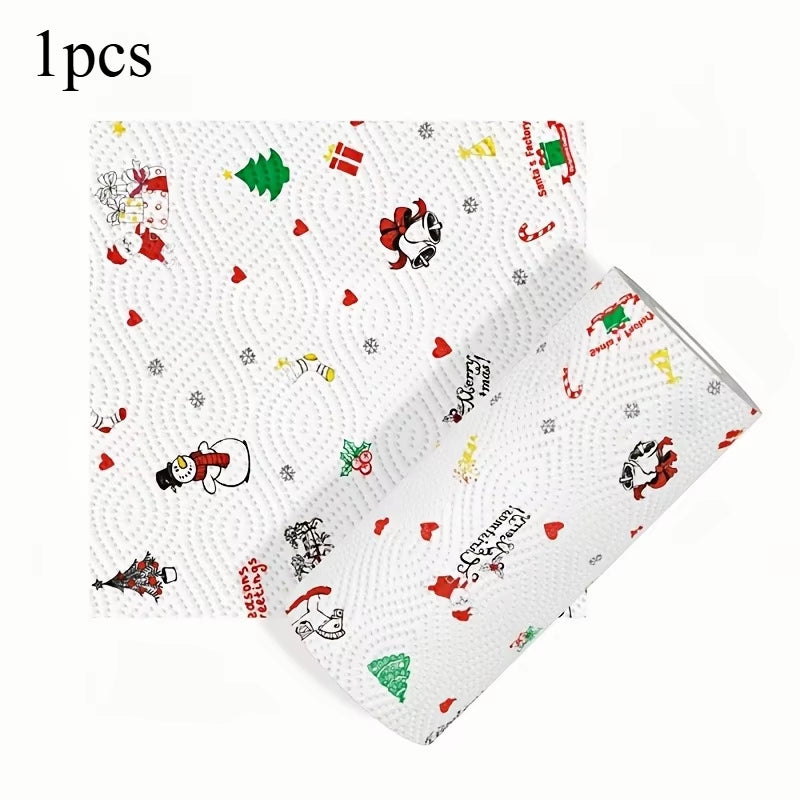 1Pcs Christmas Printed 3-Ply Kitchen Paper Oil Absorbent Absorbent Virgin Pulp Party Decor Festive Towel Kitchen Supplies