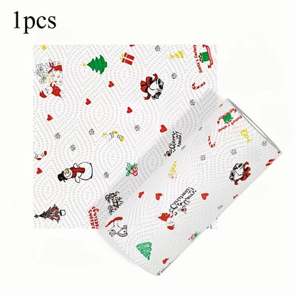 1Pcs Christmas Printed 3-Ply Kitchen Paper Oil Absorbent Absorbent Virgin Pulp Party Decor Festive Towel Kitchen Supplies