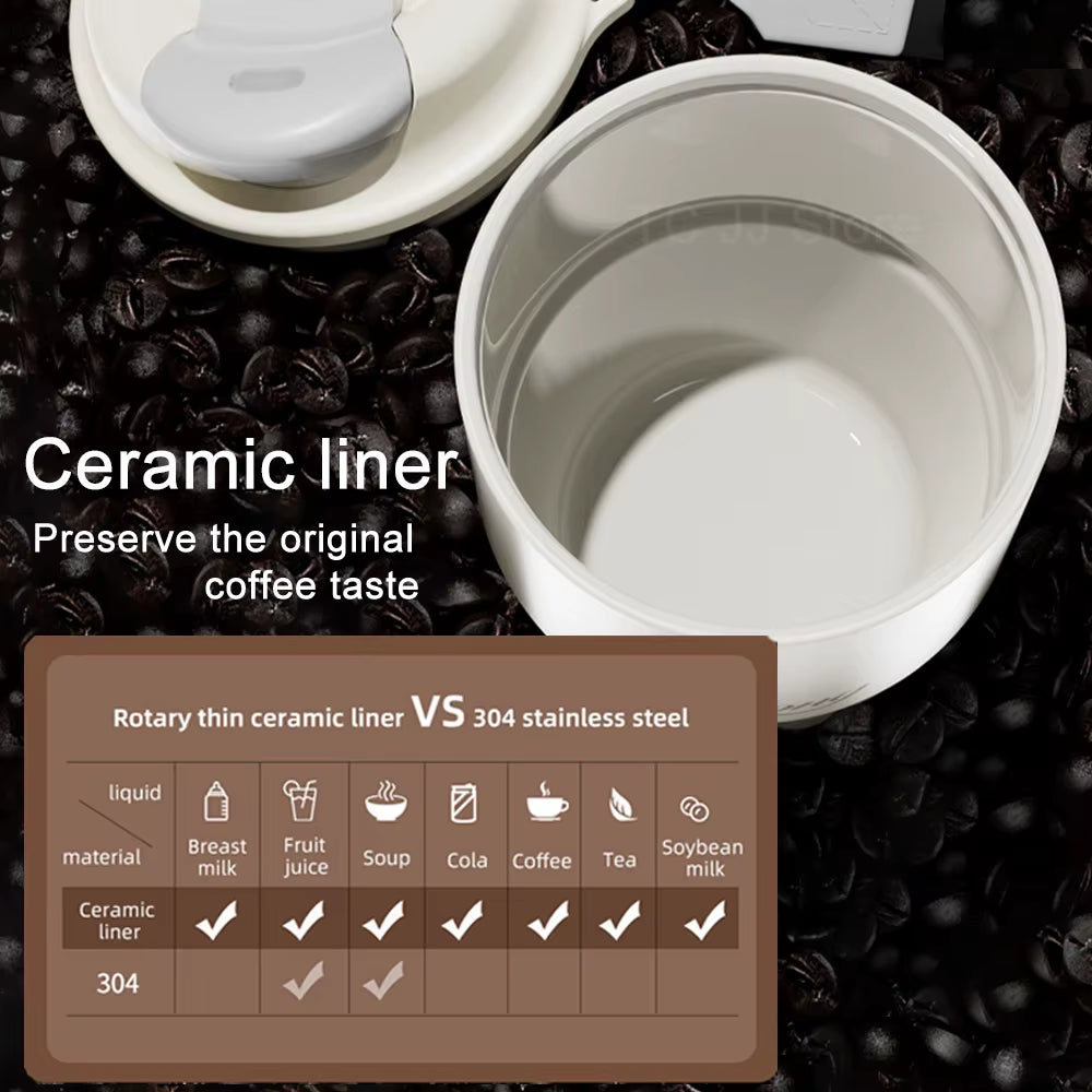 410ML Ceramic Liner Thermos Coffee Cup Travel Coffee Mug Vacuum Insulated Thermos for Coffee Thermal Cup Tumbler Christmas Gift