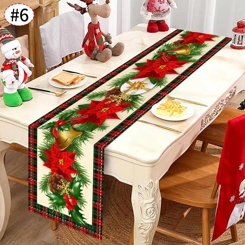 Christmas Table Runner Christmas Decorations Cute Cartoon Santa Claus Gingerbread Man Table Cover Xmas Table Accessories Navidad