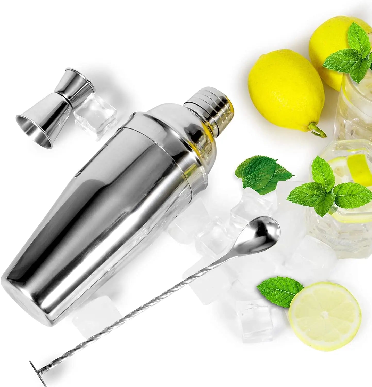 24 Oz 750Ml Stainless Steel Cocktail Shaker Set - Mixed Drink Shaker - Martini Shaker Set with Built in Strainer