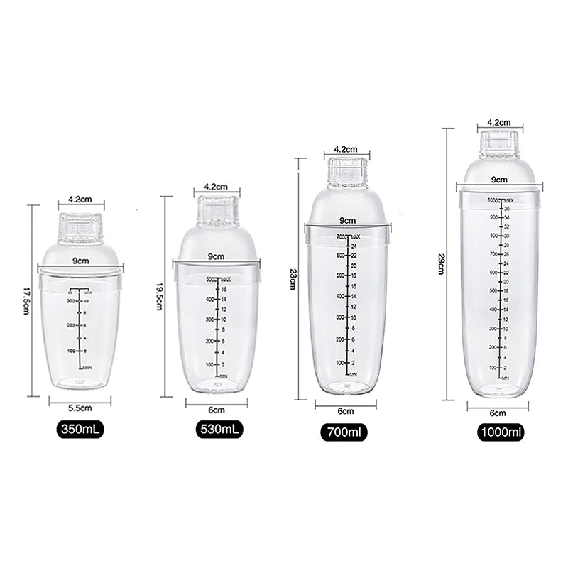 Plastic Cocktail Shaker Hand Shaker Cup with Scales 350Ml/530Ml/700Ml/1000Ml Milk Tea Wine Drink Shaker Mixer Bar Tool