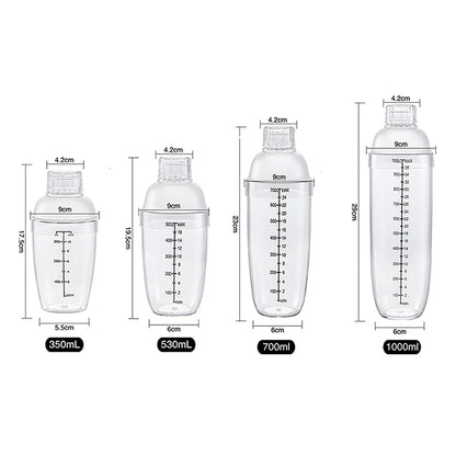 Plastic Cocktail Shaker Hand Shaker Cup with Scales 350Ml/530Ml/700Ml/1000Ml Milk Tea Wine Drink Shaker Mixer Bar Tool