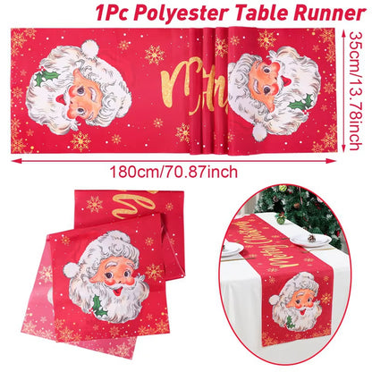 Christmas Table Runner Christmas Decorations Cute Cartoon Santa Claus Gingerbread Man Table Cover Xmas Table Accessories Navidad