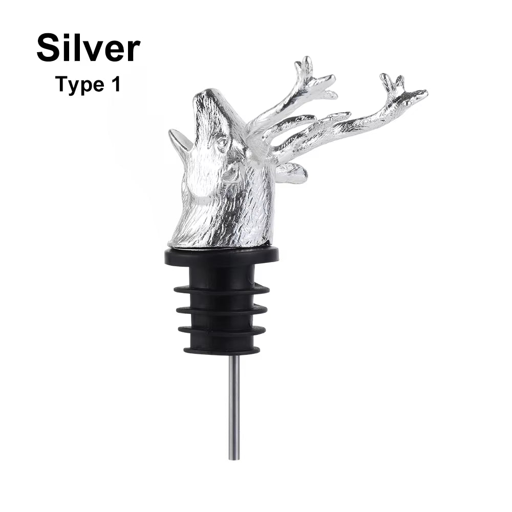 Deer Elk Lion Bull Head Wine Pourer Bottle Stoppers Bar Tools Wedding Party Drinks Wine Aerators Kitchen Tool Accessories