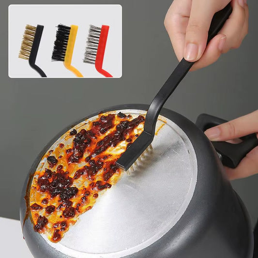 3Pcs Stove Cleaning Brush Gas Stove Cleaning Wire Brush Kitchen Tools Metal Fiber Brush Strong Decontamination Home-Appliance