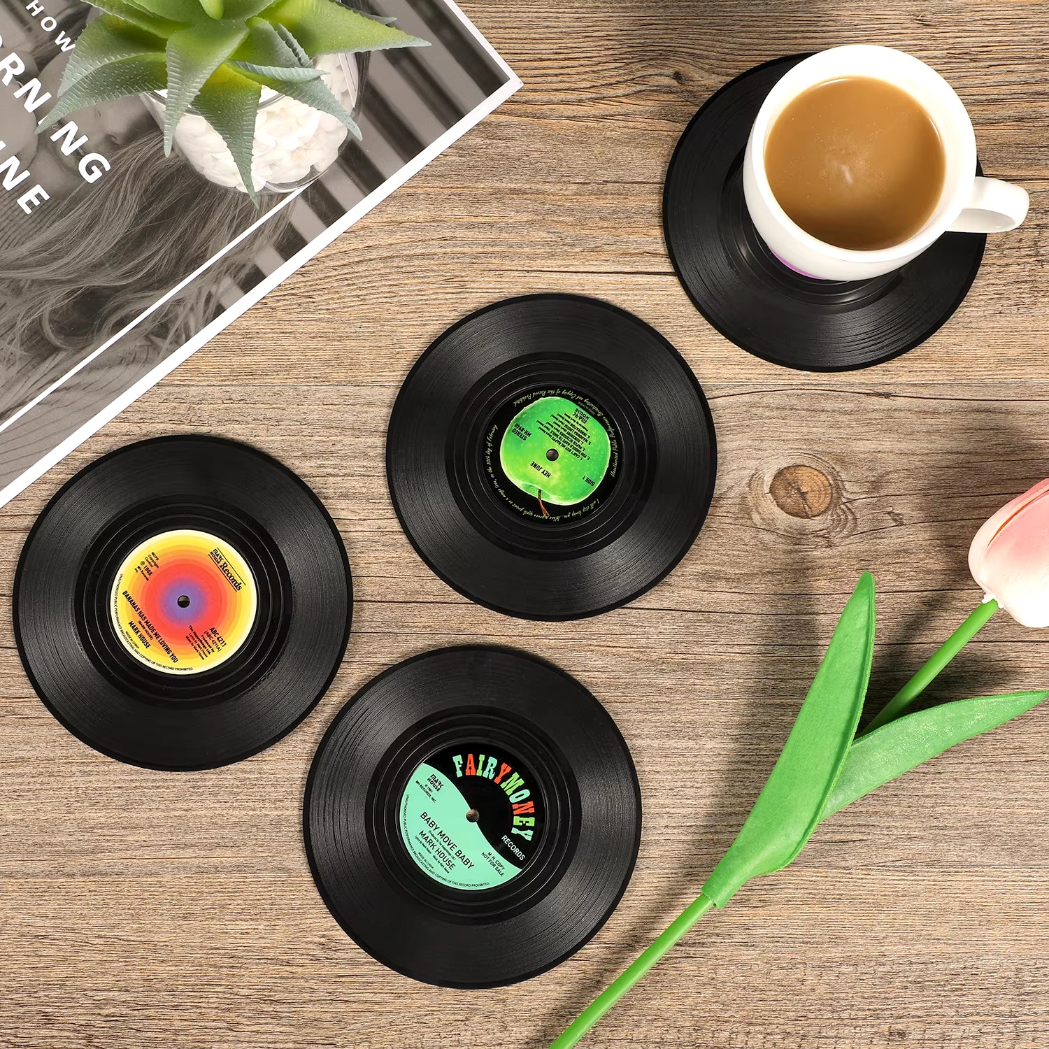 6Pcs Floppy Disk Cup Mat Coasters Drink Coasters Home Decor Bar Accessory SET Heat-Insulated Cup Mats Drinks Holder Home Decor
